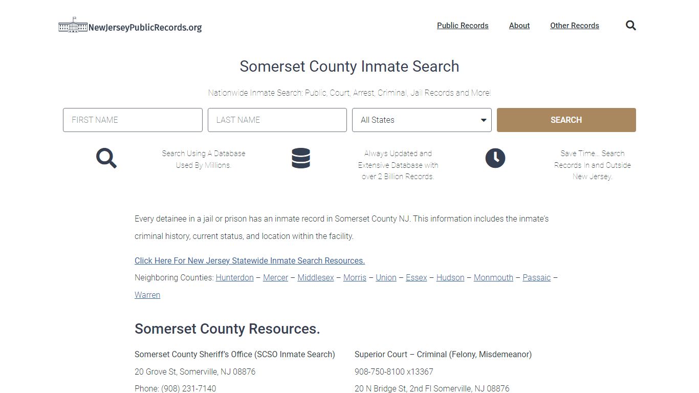 Somerset County Inmate Search - SCSO Current & Past Jail Records